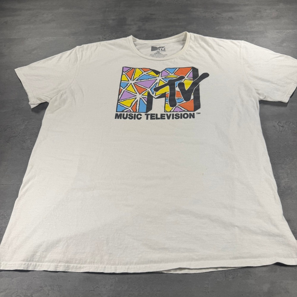 MTV Music Television Retro Geometric Logo T Shirt Men's 2XL Thin Soft Mosaic Art - Picture 3 of 9